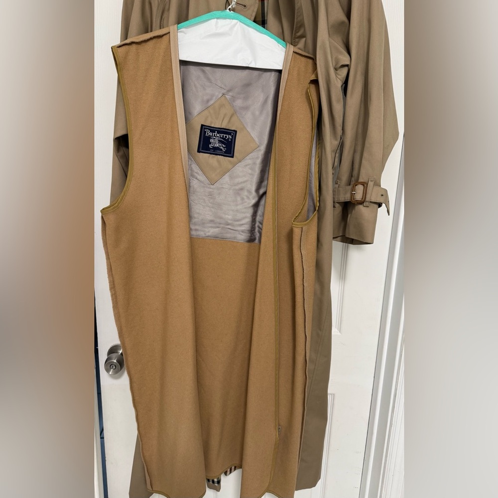 Vintage Burberrys Trench Coat Long Beige Nova Check Wool Liner - Picture 7 of 12